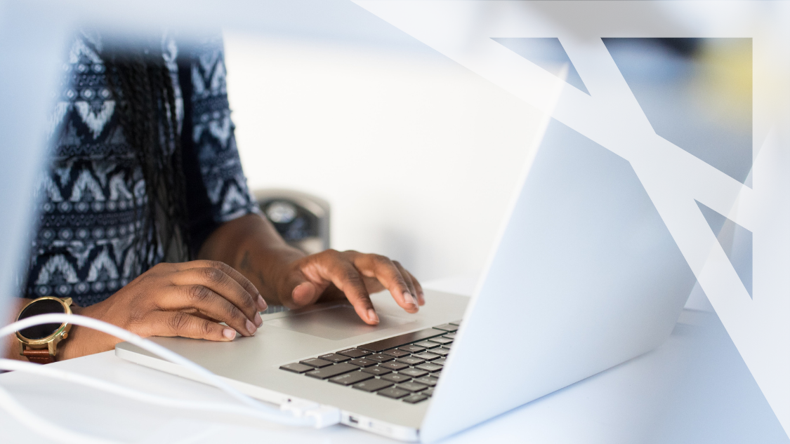 Researcher working on a laptop